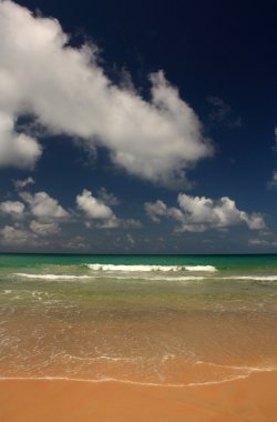 tropikal, egzotik, kumlu plaj dalgalar