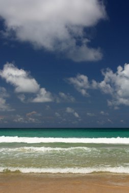 tropikal, egzotik, kumlu plaj dalgalar