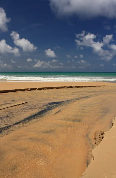 Golven op het tropische, exotische, zanderige strand — Stockfoto