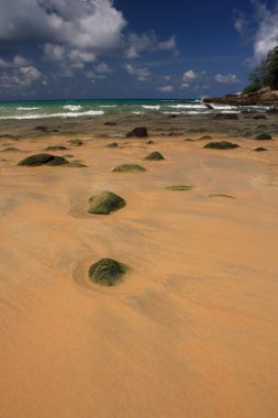 taşlar hakkında egzotik, tropik, kumlu plaj