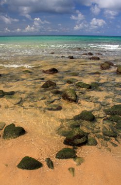 taşlar hakkında egzotik, tropik, kumlu plaj