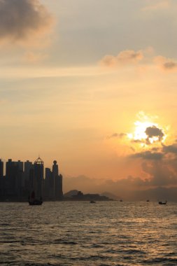 victoria Harbor, hong kong Sunset.