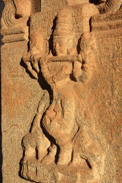 Détail de la sculpture du bâtiment extérieur à Hampi, Inde . — Photo