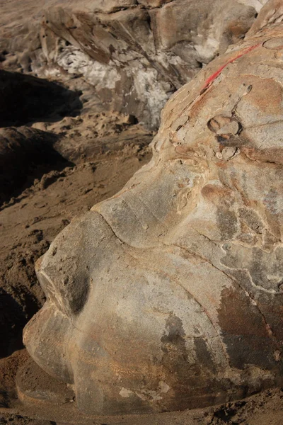 Shiva Rock Carving at Little Vagator Beach in Goa, India. — Stock Photo, Image