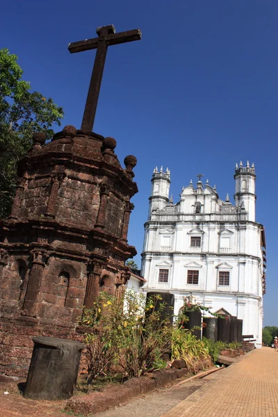 Portuguese white church in Goa state, Ingia. — Stock Photo, Image