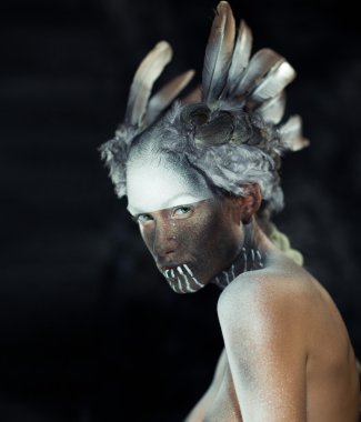 Güzel kızın Face.Creative kış makyaj