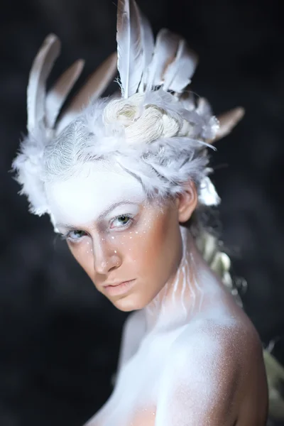 Face.Creative maquiagem inverno da menina bonita — Fotografia de Stock