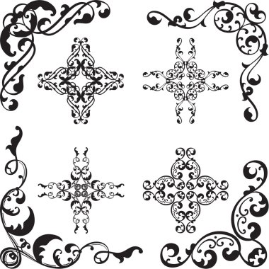 süslü köşe öğeleri kümesi