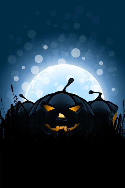 Halloween fundo com abóboras e lua — Vetor de Stock
