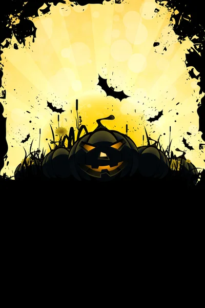 Grungy halloween achtergrond met pumpkins — Stockvector