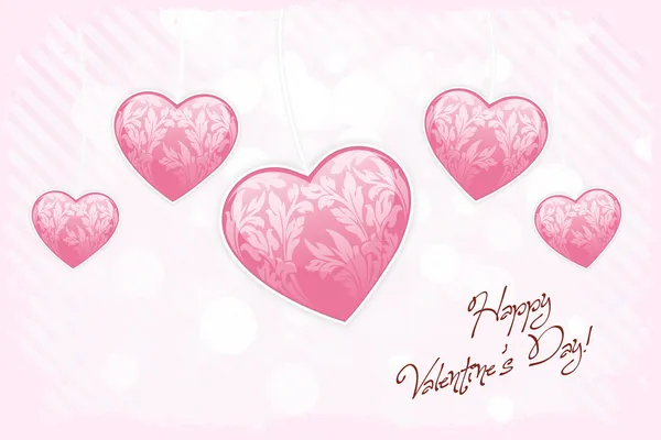 Happy Valentines Day Card with Hearts — Stock Vector