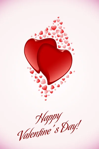 Coeurs de Saint-Valentin rouge sur fond rose — Image vectorielle