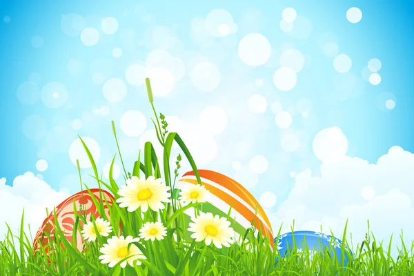 Easter Eggs inthe Grass — Stock Vector