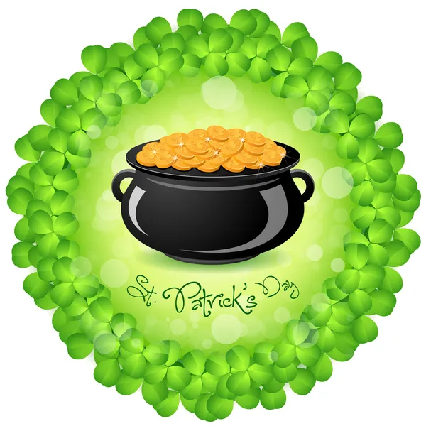 St. Patricks Day Cauldron with Gold Coins — Stock Vector