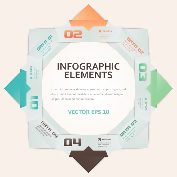 Modern Origami Style Number Options Infographic Illustration — Stock Vector