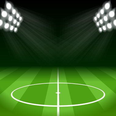 Futbol arka plan parlak spot ışıkları ile