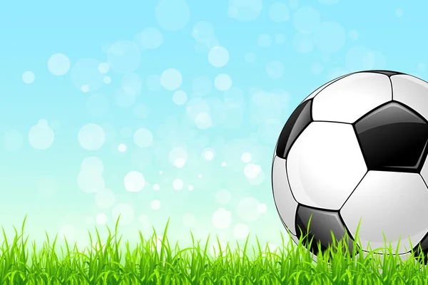 Fußball auf grünem Rasen Hintergrund — Stockvektor