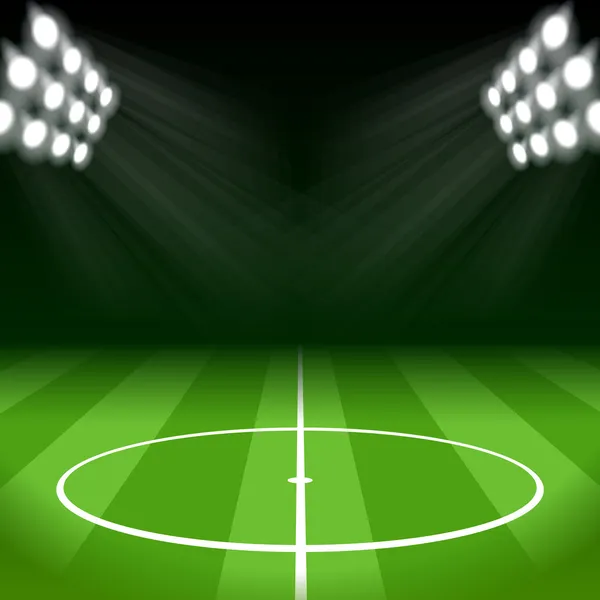 Fondo de fútbol con luces de punto brillante — Vector de stock