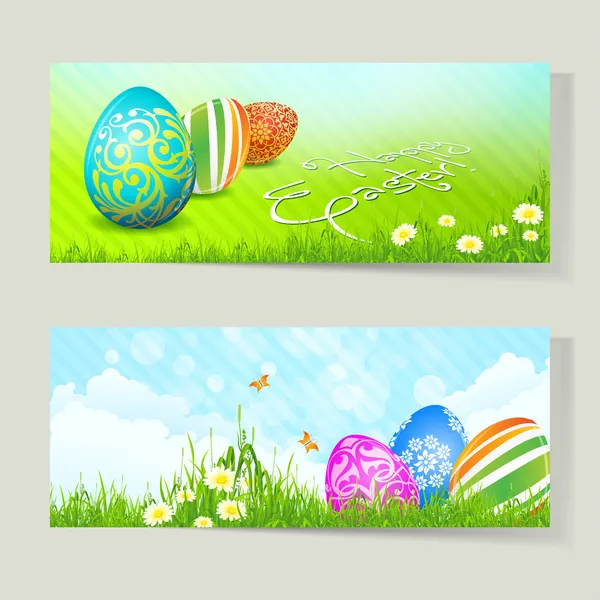 A díszített tojás húsvéti kártyákat — Stock Vector