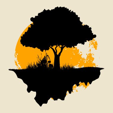 ağaç siluet moon ile