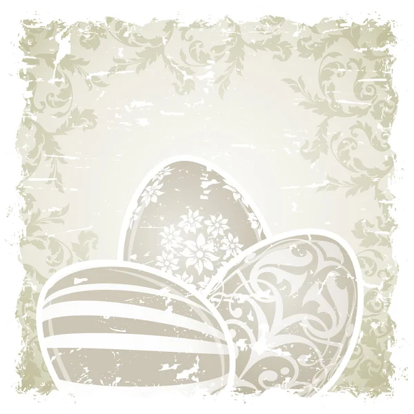 Grungy sfondo pasquale con uova decorate — Vettoriale Stock