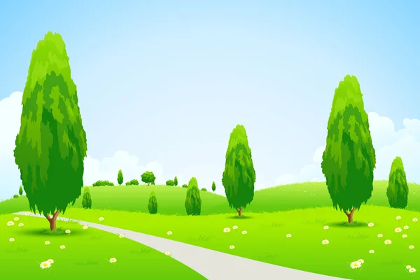 Green Landscape with  Trees — Stock Vector