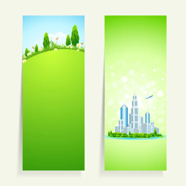 Dos Banners Verticales con Naturaleza — Vector de stock