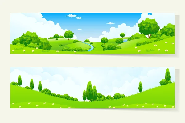 Deux bannières horizontales avec paysage naturel — Image vectorielle