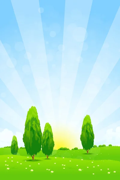 Green Landscape with  Trees — Stock Vector