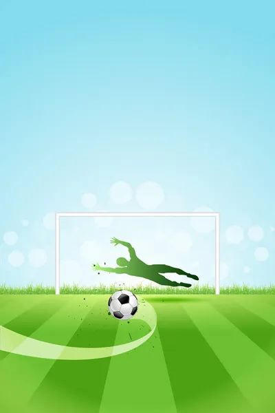 Soccer Background with Goalkeeper and Ball — Stock Vector