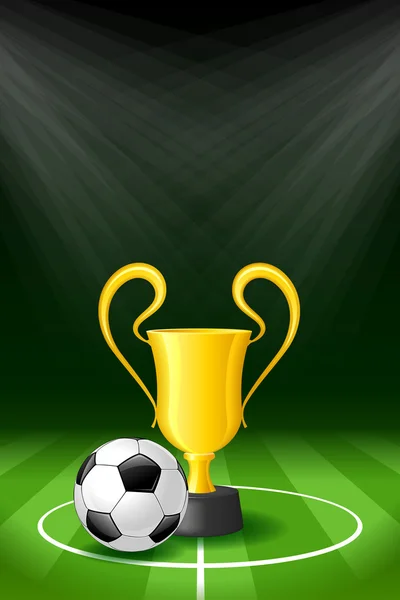 Soccer Background with Ball and Award Trophy — Stock Vector