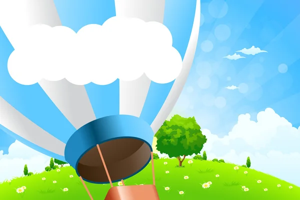 Zöld táj, a Hot Air Balloon — Stock Vector