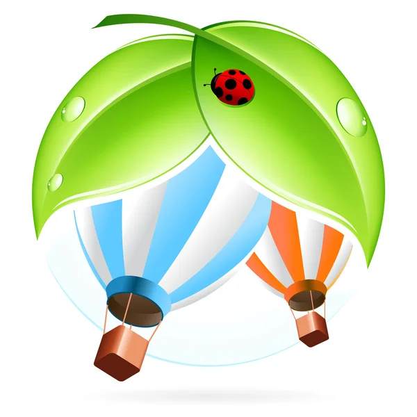Symbol mit Heißluftballon — Stockvektor