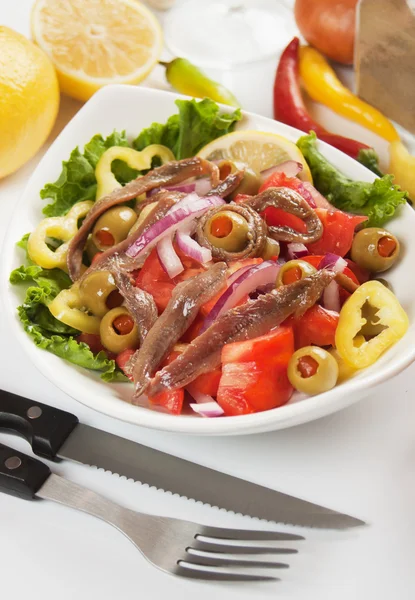 Anchovy salad — Stock Photo, Image