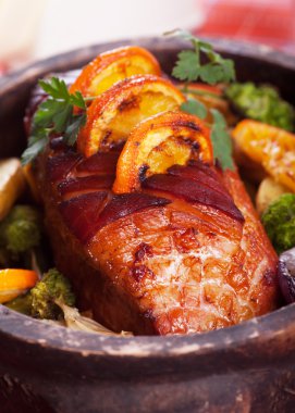 ile sebze kızarmış jambon