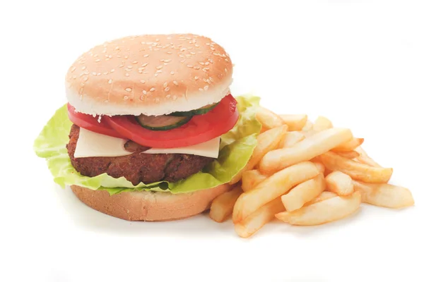 Гамбургер с картошкой фри — стоковое фото