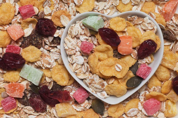 Muesli granen met gedroogde vruchten — Stockfoto