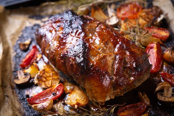 Roasted Smoked Pork Neck Shoulder American Cuisine Classic — Stock Photo, Image