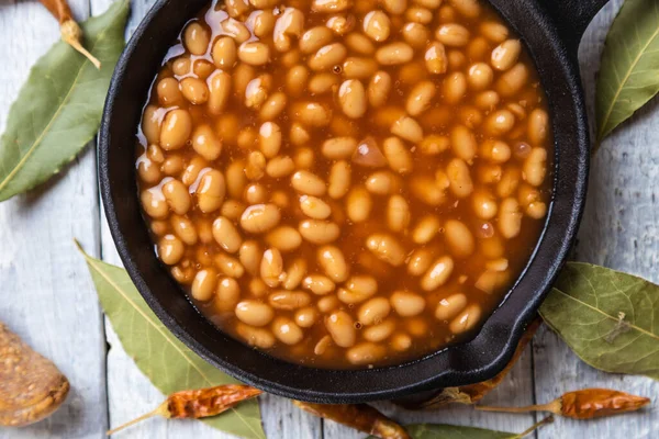 Baked Beans Classic American Staple Food Served Skillet — Stock Photo, Image