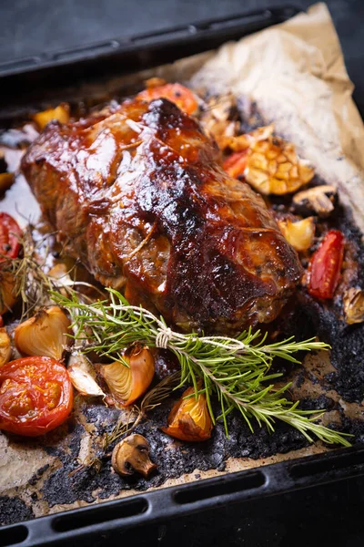 Roasted Smoked Pork Neck Shoulder American Cuisine Classic — Stock Photo, Image