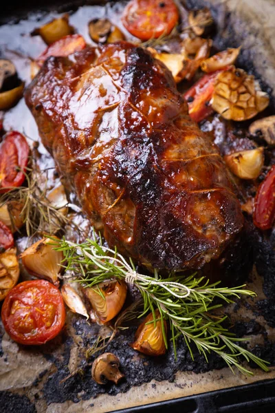 Roasted Smoked Pork Neck Shoulder American Cuisine Classic — Stock Photo, Image