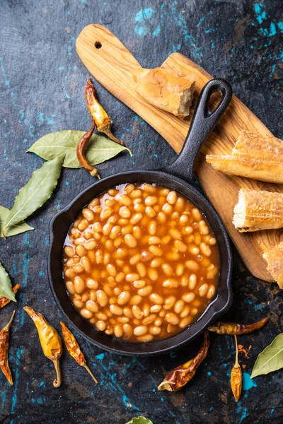 Baked Beans Classic American Staple Food Served Skillet — Stock Photo, Image