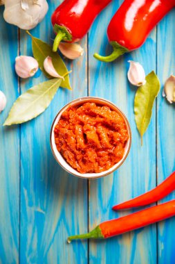 Ajvar, Balkan yemekleri kızarmış biber, sarımsak, patlıcan ve zeytinyağından oluşuyordu.