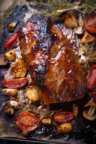 Roasted Smoked Pork Neck Shoulder American Cuisine Classic — Stock Photo, Image