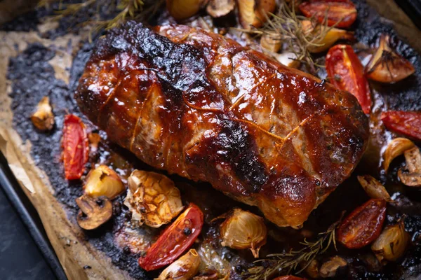 Cuello Hombro Cerdo Asado Ahumado Cocina Americana Clásica —  Fotos de Stock