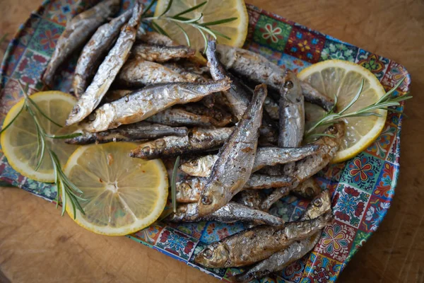 Grilled Sardine Fish Tasty Healthy Mediterannean Food — Stock Photo, Image