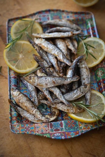 Peixe Sardinha Grelhado Comida Mediterrânea Saborosa Saudável — Fotografia de Stock