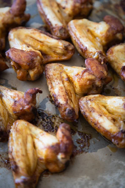 Ofen Gebratene Oder Gegrillte Scharfe Chicken Wings Beliebtes Fast Food — Stockfoto