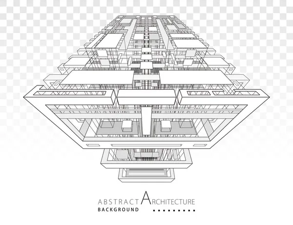 Ilustrace Lineární Kresba Imagination Architektura Městský Design Architektura Moderní Abstraktní — Stockový vektor
