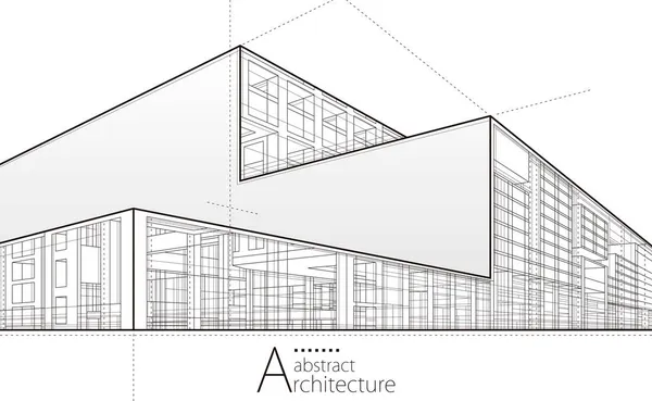 Ilustrační Architektura Budova Stavební Perspektiva Design Abstraktní Moderní Městské Stavební Stock Vektory